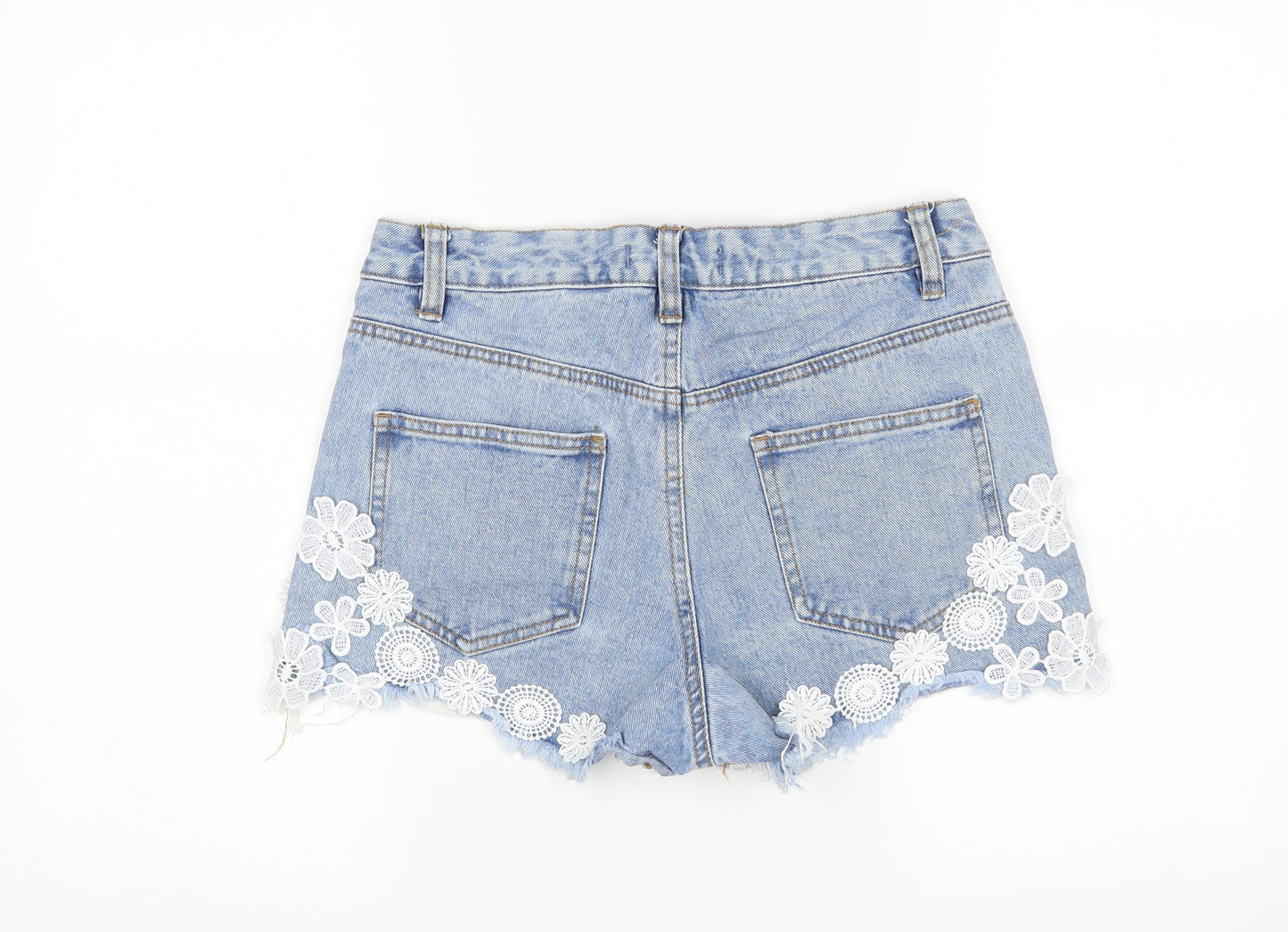 Denim Co Womens Blue Floral  Cut-Off Shorts Size 8