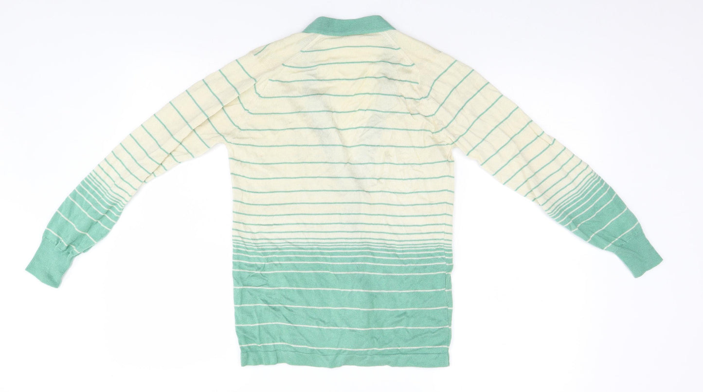 St Michael Womens Beige Striped  Cardigan Jumper Size 12