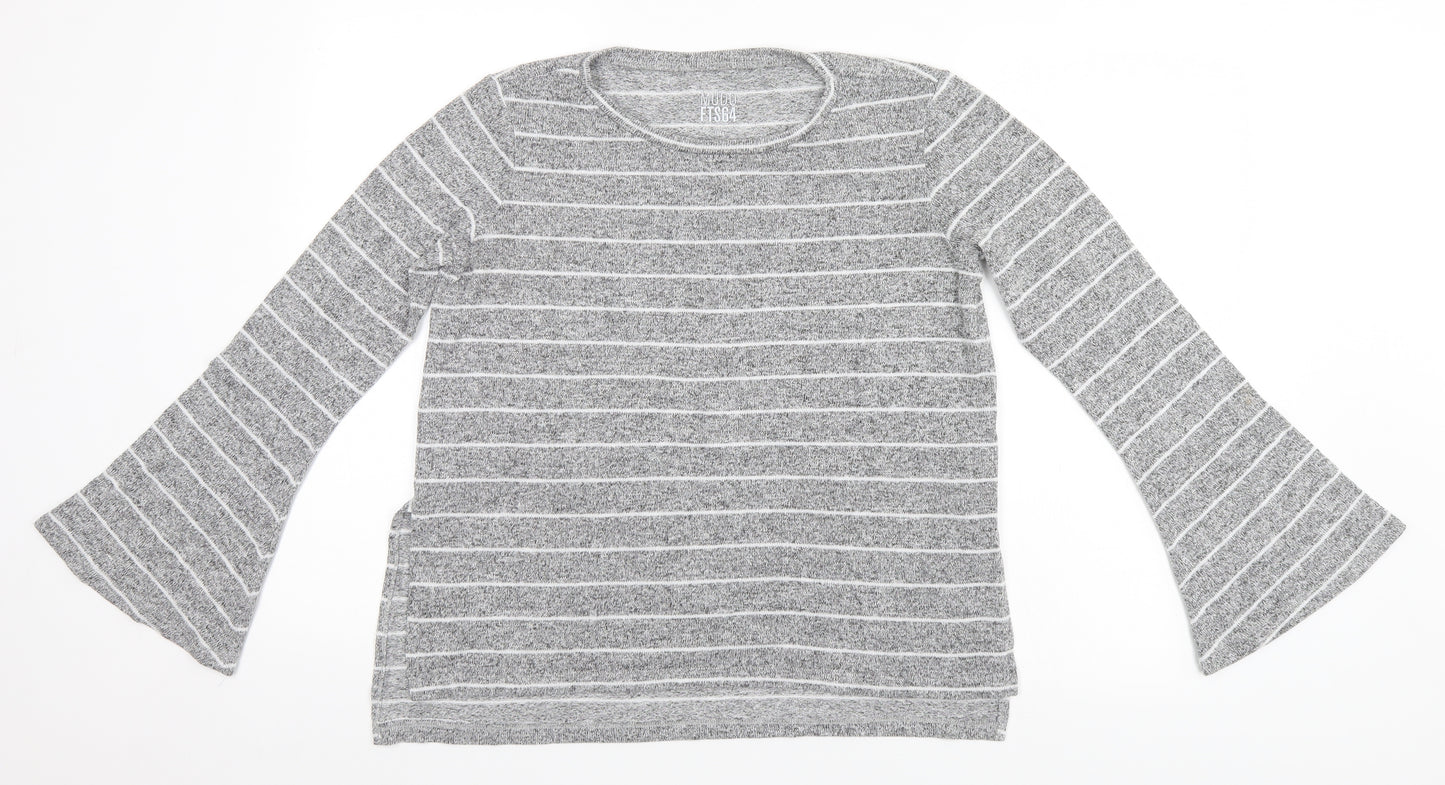 MUDO Womens Grey Striped  Pullover Jumper Size M