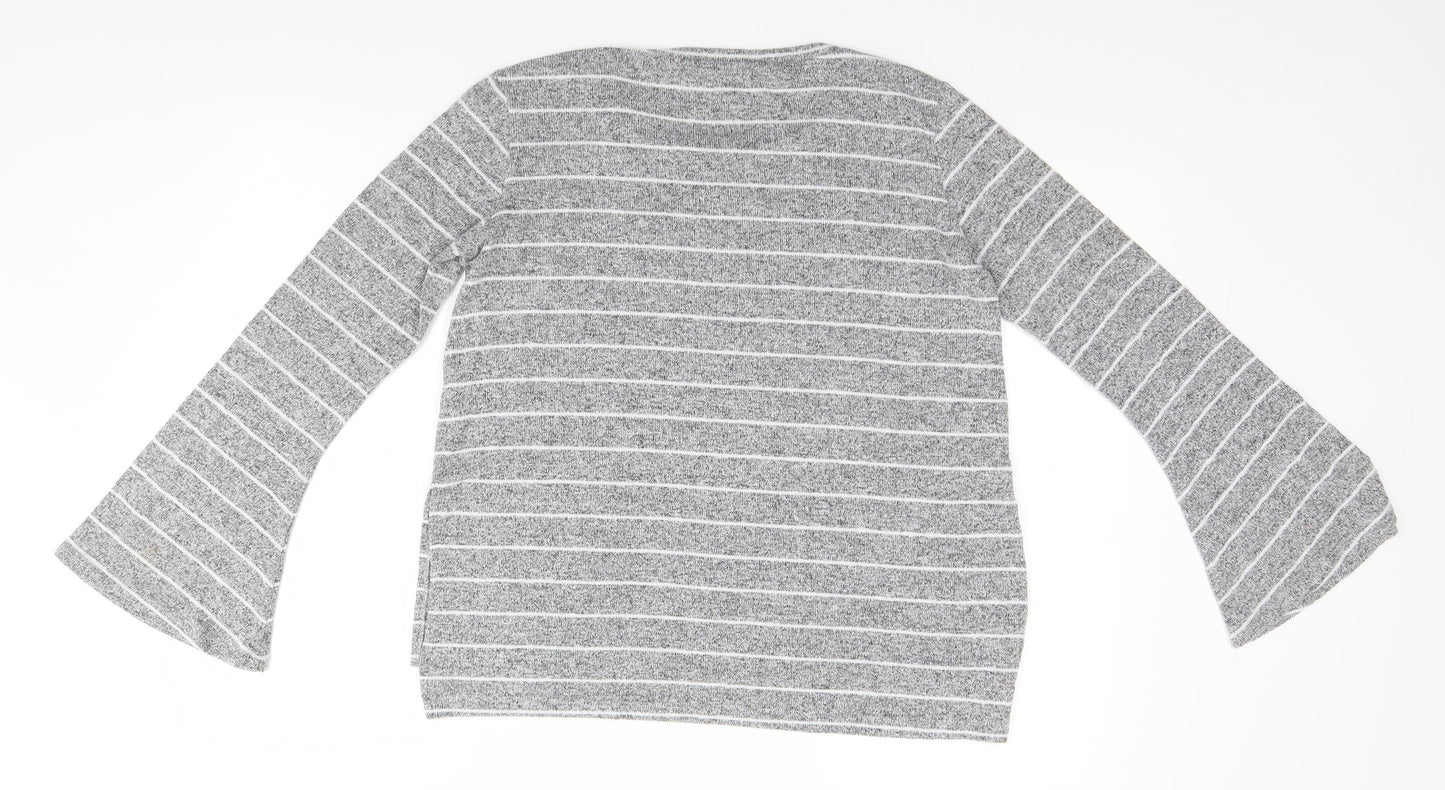 MUDO Womens Grey Striped  Pullover Jumper Size M