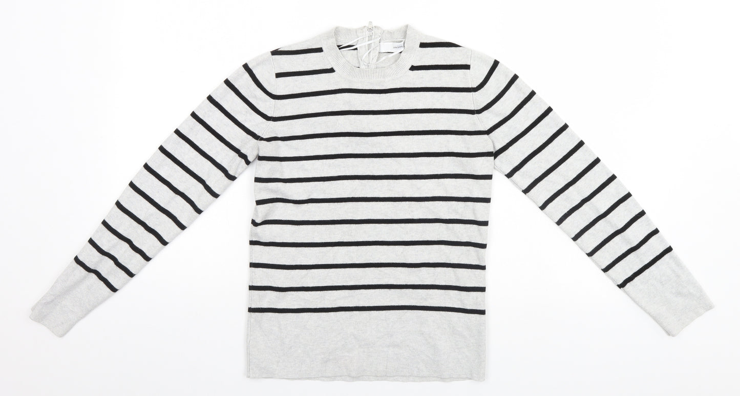 John Lewis Womens Grey Striped  Pullover Jumper Size 10