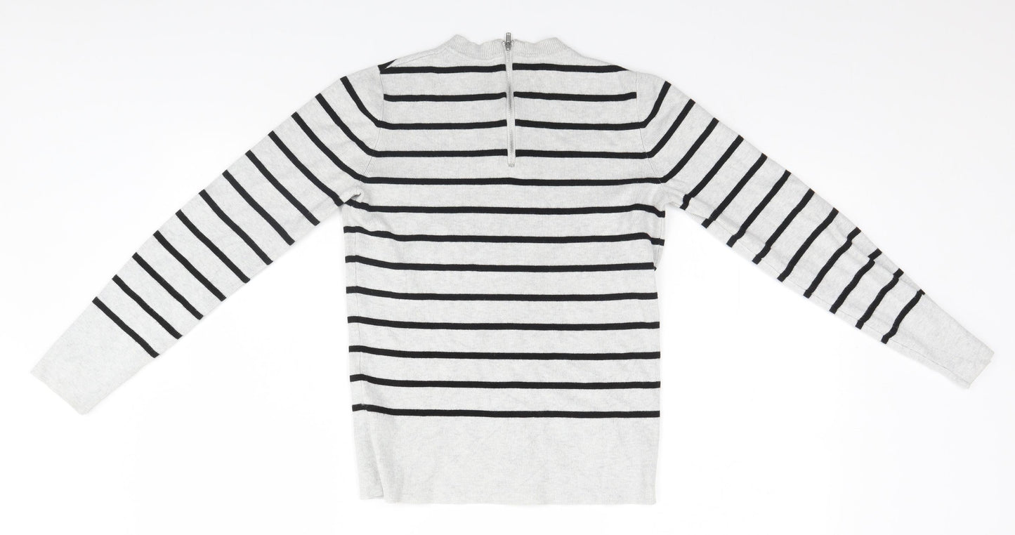 John Lewis Womens Grey Striped  Pullover Jumper Size 10