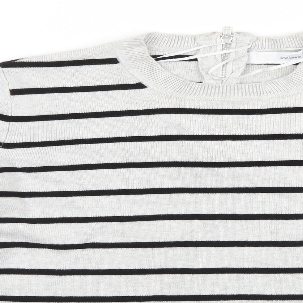 John Lewis Womens Grey Striped  Pullover Jumper Size 10