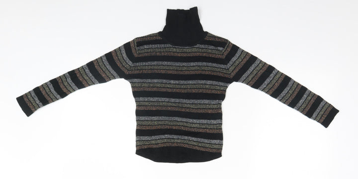 Preworn Girls Black Striped Pullover Jumper