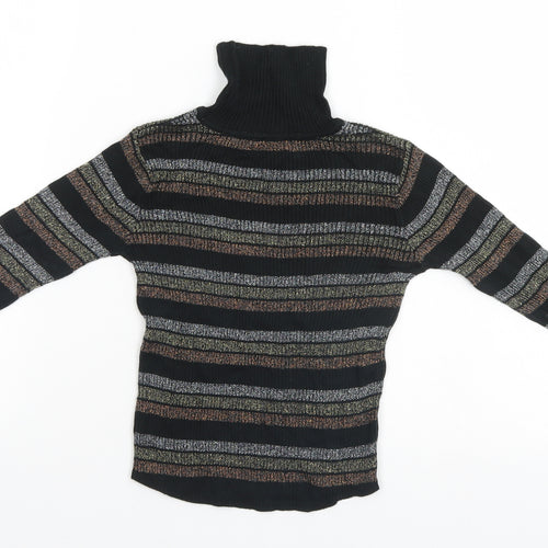 Preworn Girls Black Striped  Pullover Jumper