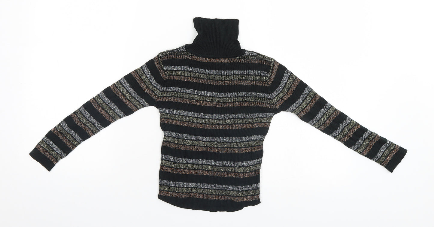 Preworn Girls Black Striped  Pullover Jumper