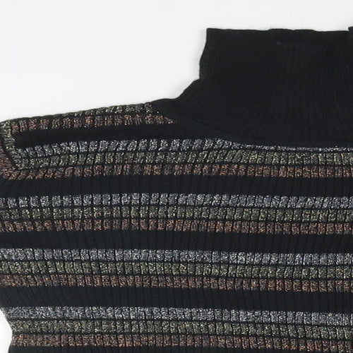 Preworn Girls Black Striped  Pullover Jumper