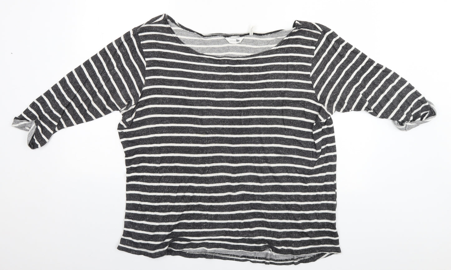 Label BE Womens Grey Striped  Basic T-Shirt Size 20