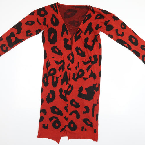 Preworn Womens Red Animal Print  Cardigan Jumper Size L