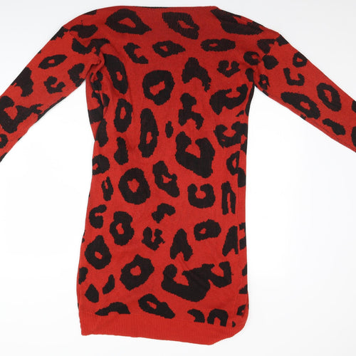 Preworn Womens Red Animal Print  Cardigan Jumper Size L