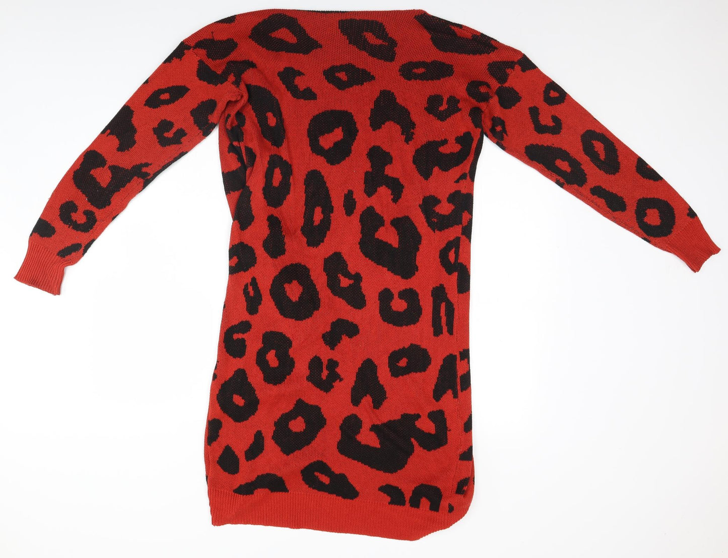 Preworn Womens Red Animal Print  Cardigan Jumper Size L