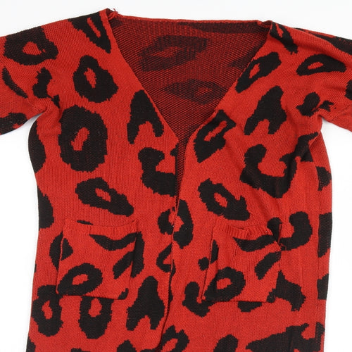 Preworn Womens Red Animal Print  Cardigan Jumper Size L
