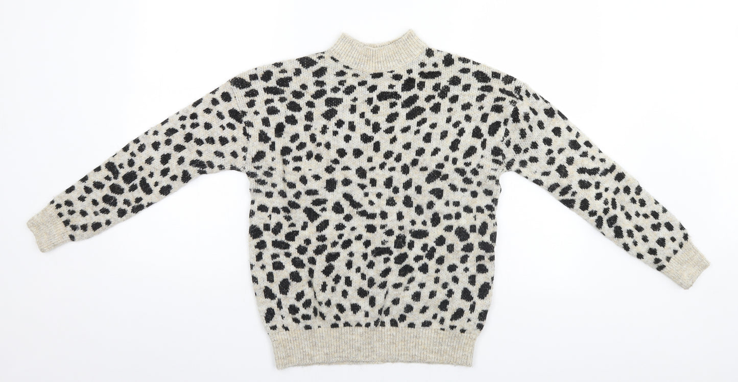 Dorothy Perkins Womens Grey Animal Print  Pullover Jumper Size 8