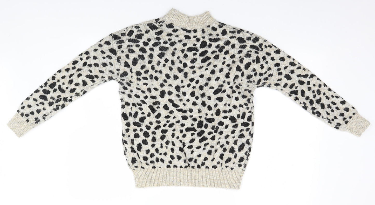 Dorothy Perkins Womens Grey Animal Print  Pullover Jumper Size 8