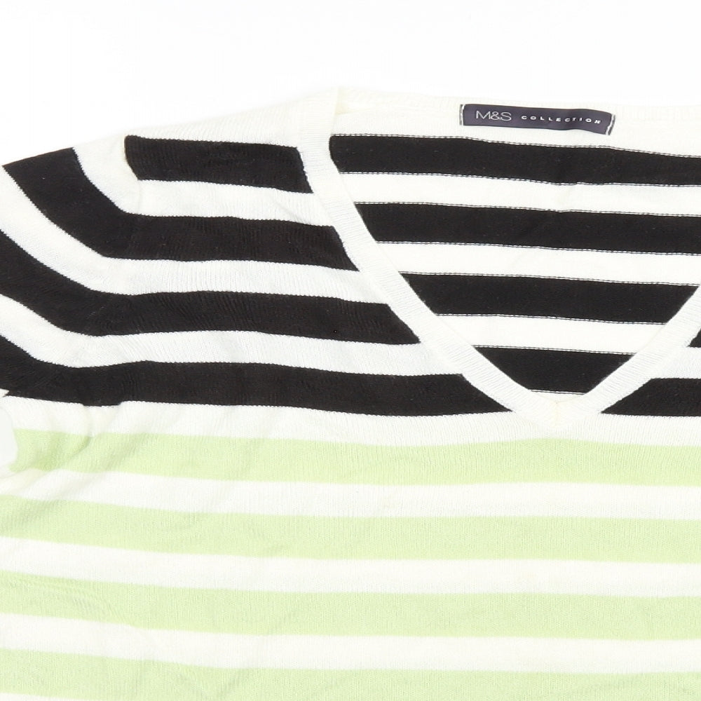 Marks and Spencer Womens Green Striped  Pullover Jumper Size 10