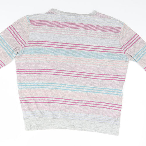 Marks and Spencer Womens Grey Striped  Pullover Jumper Size 14