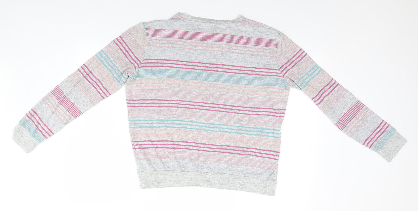 Marks and Spencer Womens Grey Striped  Pullover Jumper Size 14