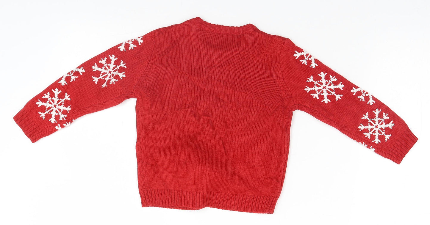 M&Co Baby Red   Pullover Jumper Size 9-12 Months  - Christmas, Reindeer