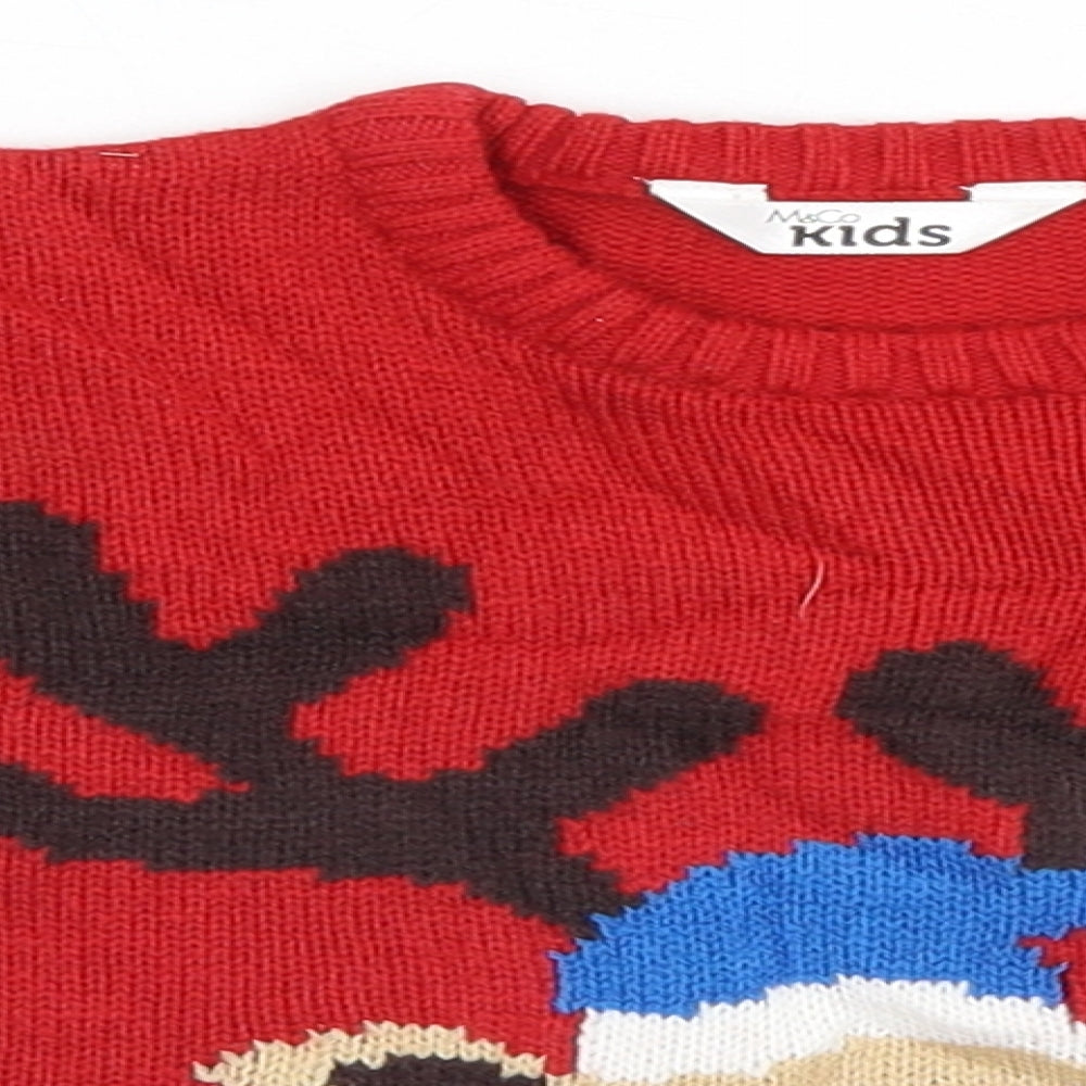 M&Co Baby Red   Pullover Jumper Size 9-12 Months  - Christmas, Reindeer