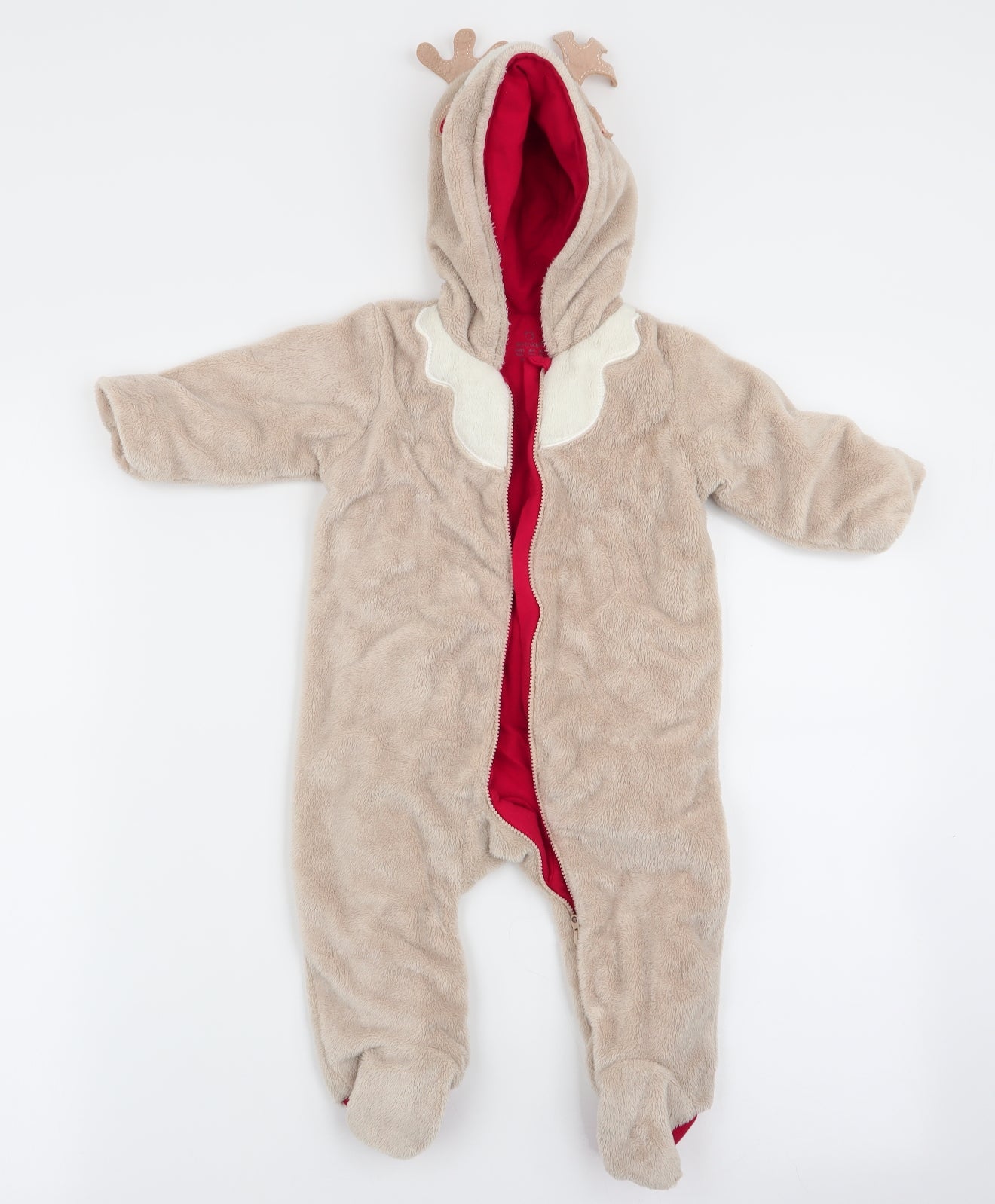 Early Days Boys Brown Animal Print   Snowsuit Size 6-9 Months  - Reindeer Hood