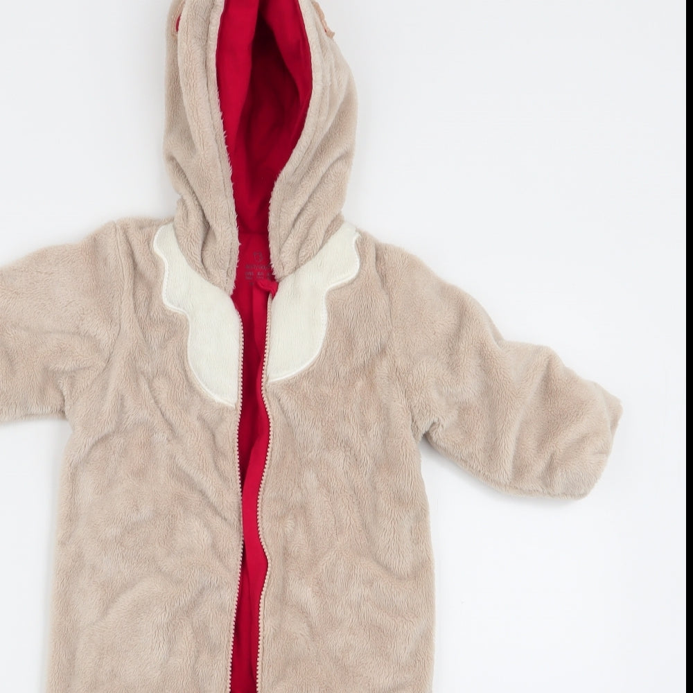 Early Days Boys Brown Animal Print   Snowsuit Size 6-9 Months  - Reindeer Hood