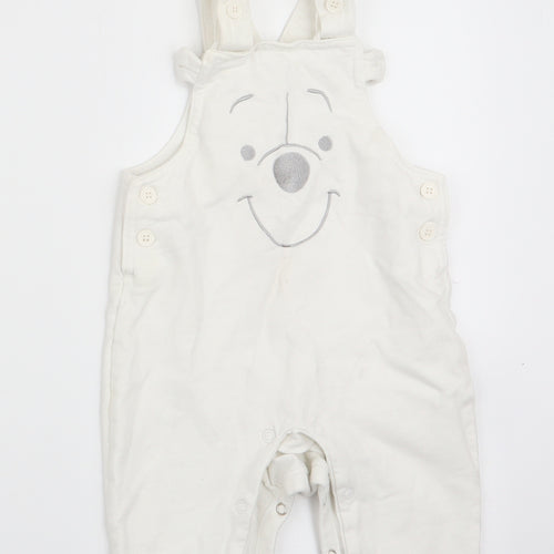 Disney by TU Boys White Animal Print  Dungaree One-Piece Size 6-9 Months  - Polar Bear face