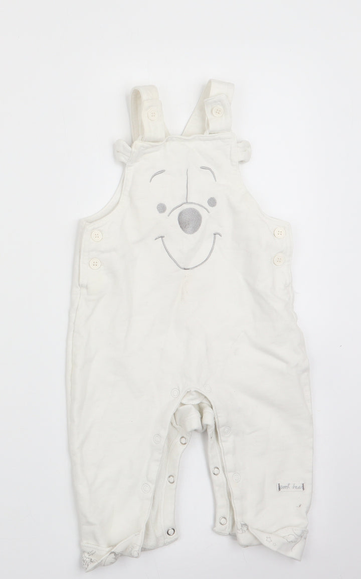 Disney by TU Boys White Animal Print Dungaree One-Piece Size 6-9 Months - Polar Bear face