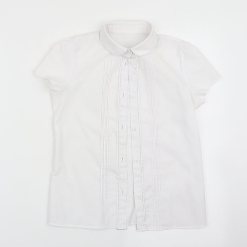 Florence and Fred Girls White   Basic Button-Up Size 8-9 Years
