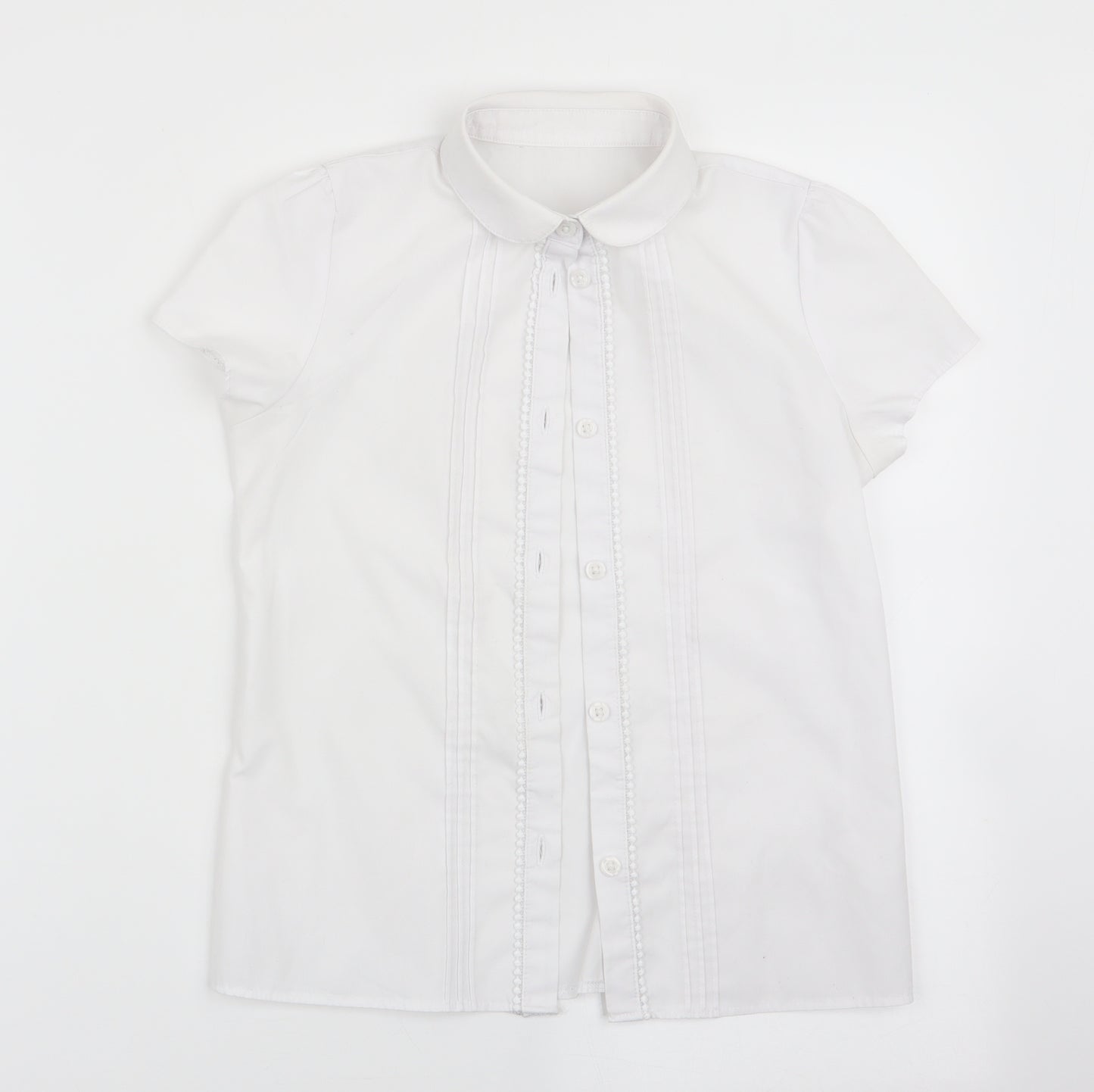 Florence and Fred Girls White   Basic Button-Up Size 8-9 Years