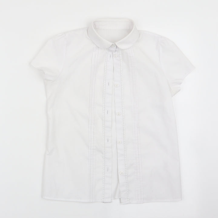 Florence and Fred Girls White   Basic Button-Up Size 8-9 Years