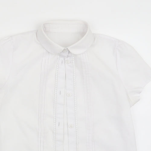 Florence and Fred Girls White   Basic Button-Up Size 8-9 Years