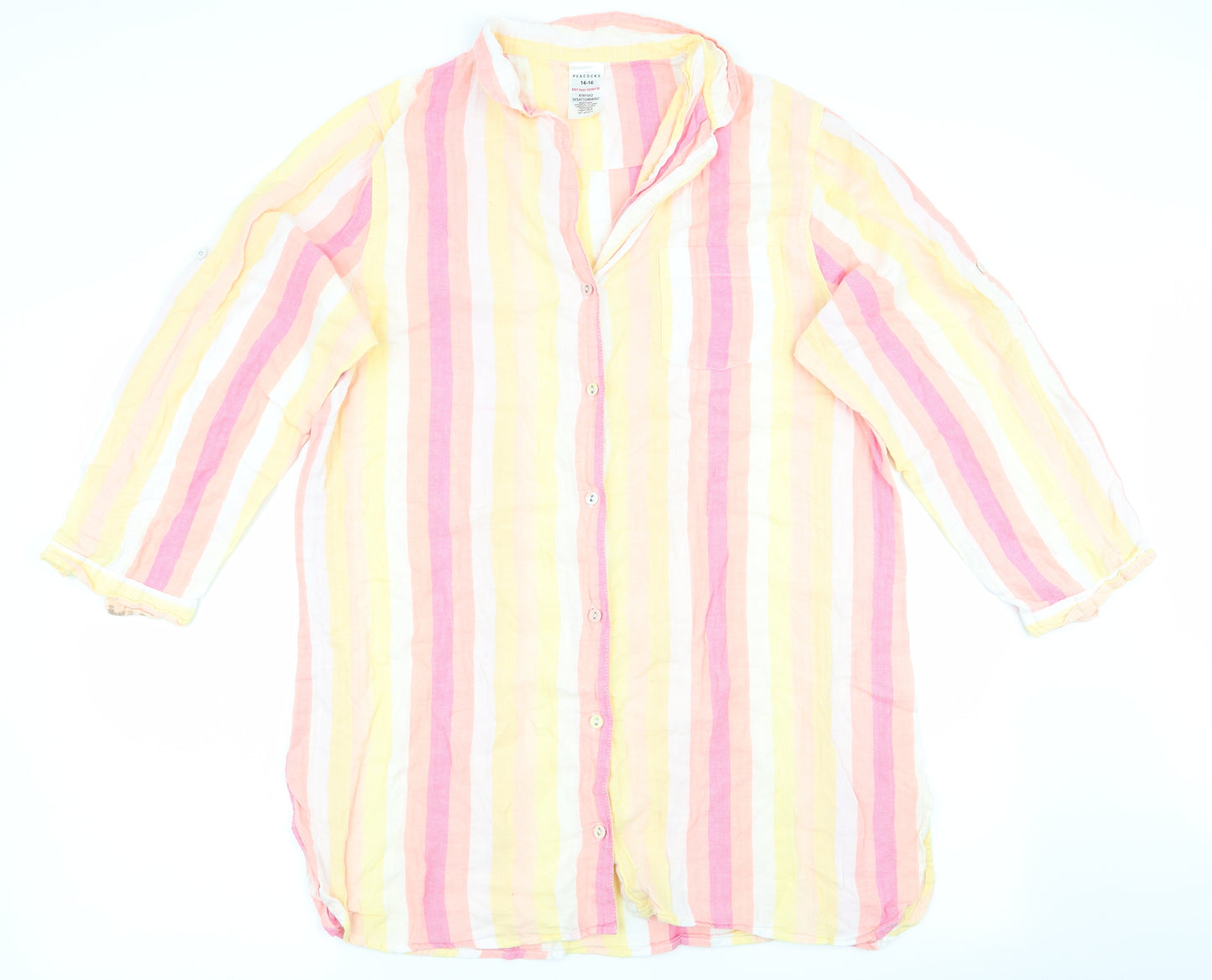 Peacocks Womens Pink Striped   Nightshirt Size 14