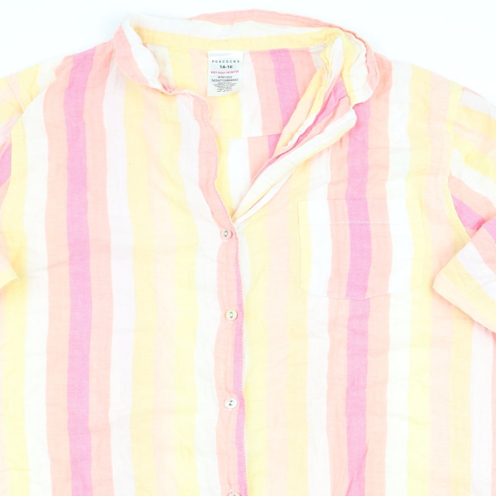 Peacocks Womens Pink Striped   Nightshirt Size 14