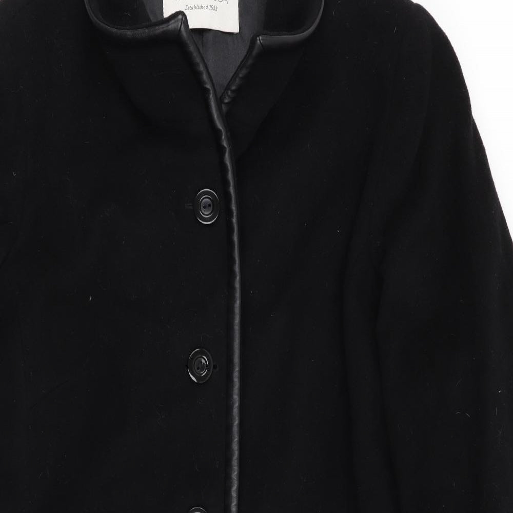 Windsmoor Womens Black   Overcoat Coat Size 18  - Faux leather trim