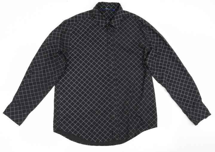 Freeport Mens Grey Check Button-Up Size L