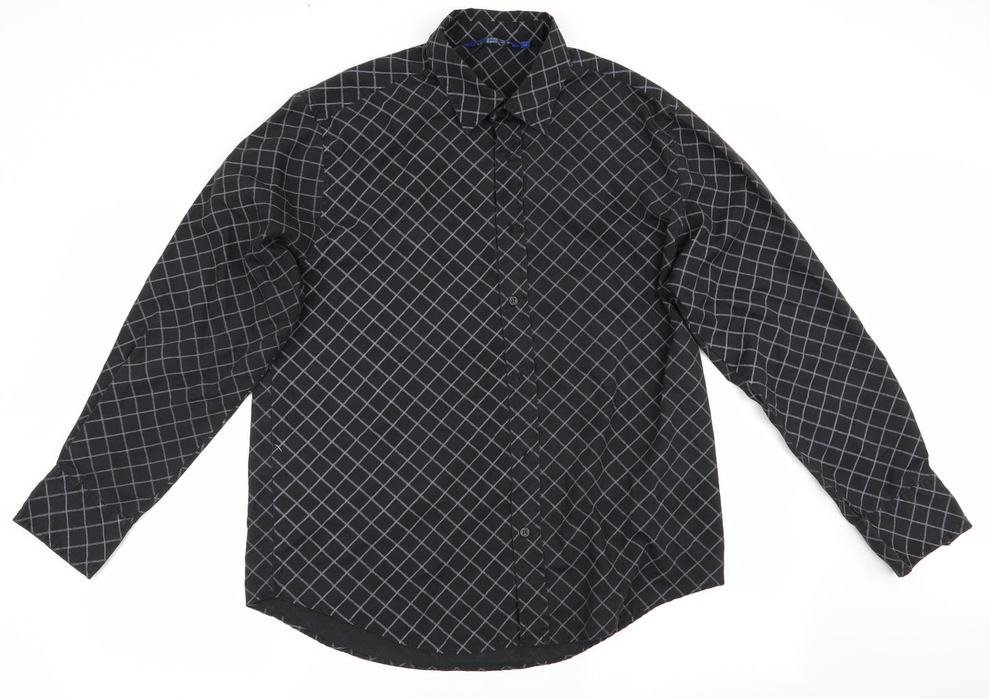 Freeport Mens Grey Check   Button-Up Size L