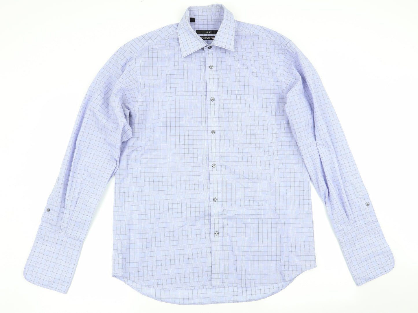 NEXT Mens Purple Check   Dress Shirt Size 15.5  - non-iron