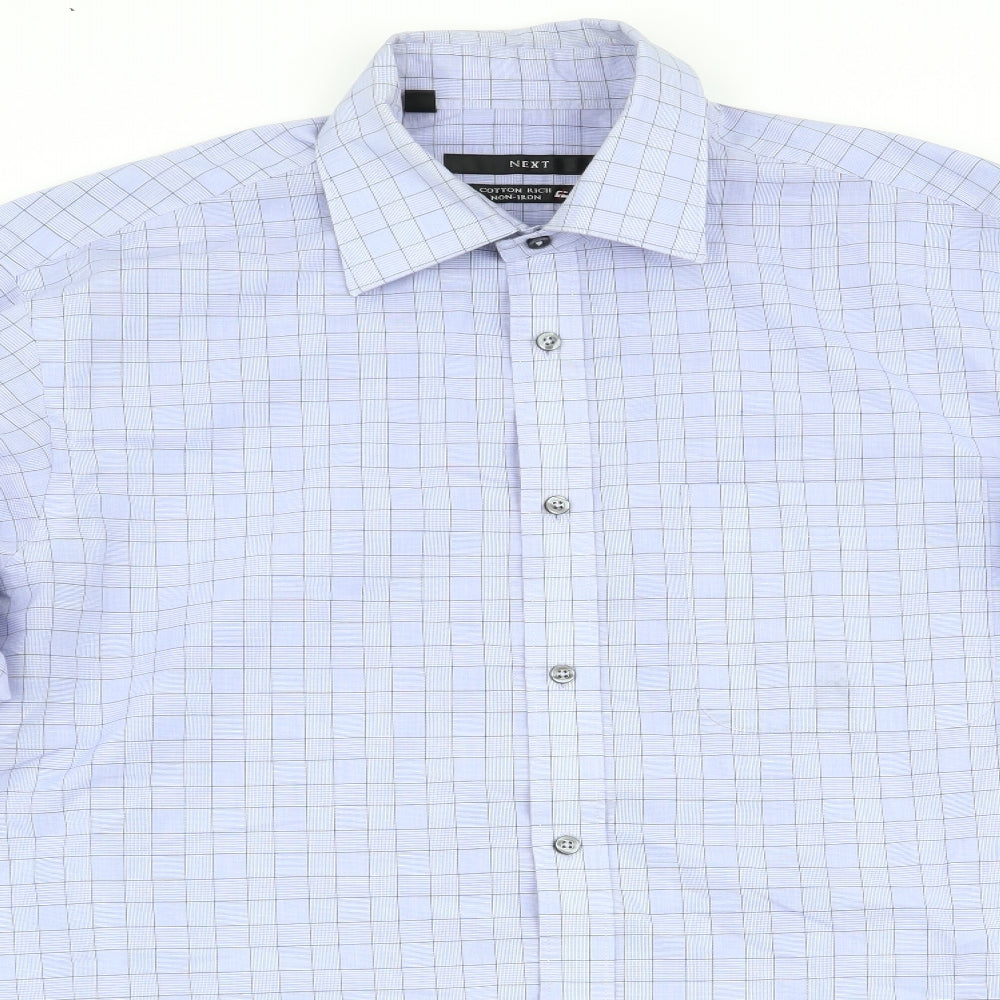 NEXT Mens Purple Check   Dress Shirt Size 15.5  - non-iron