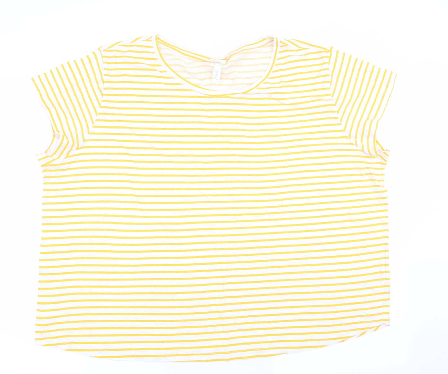 H&M Womens Yellow Striped  Basic T-Shirt Size 2XL