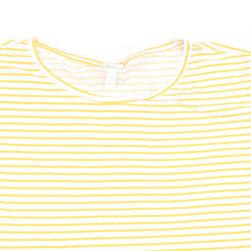 H&M Womens Yellow Striped  Basic T-Shirt Size 2XL