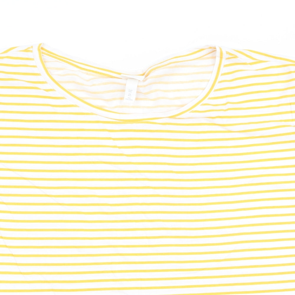 H&M Womens Yellow Striped  Basic T-Shirt Size 2XL