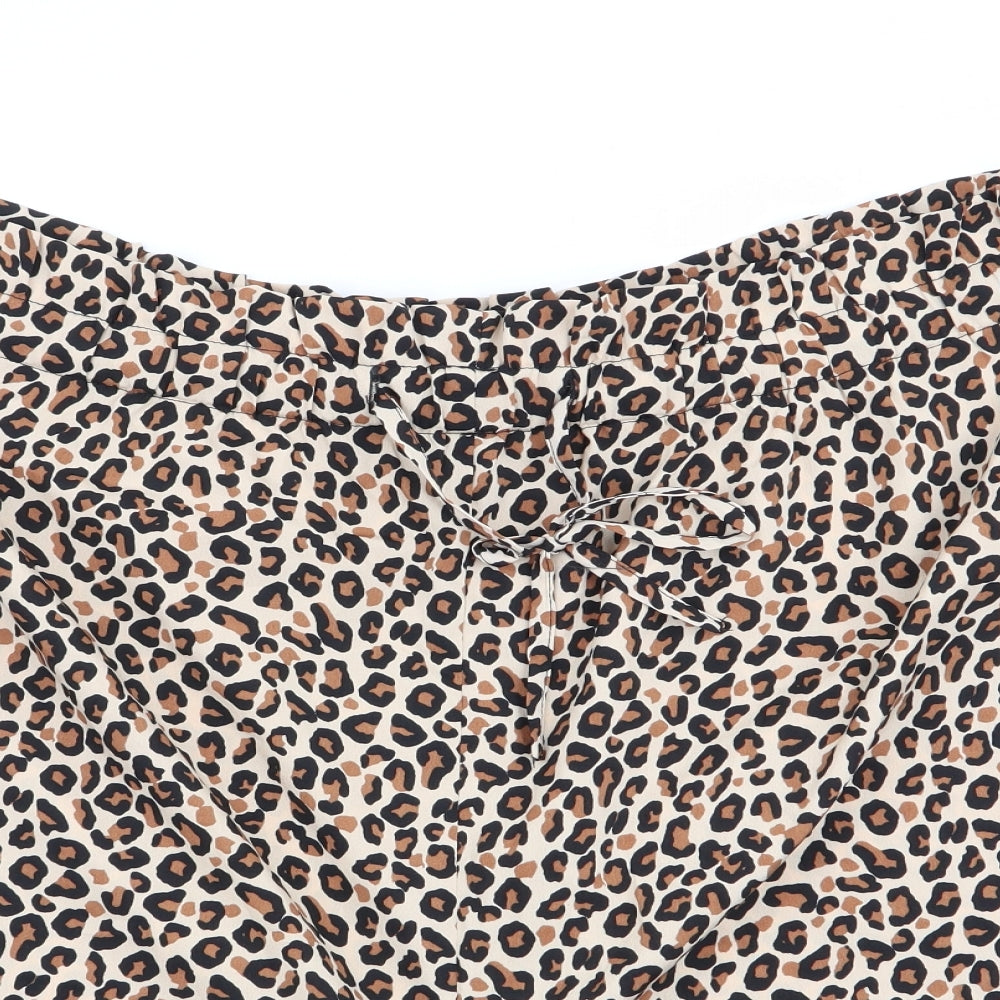 Wednesday's Girl Womens Beige Animal Print  Paperbag Shorts Size 22