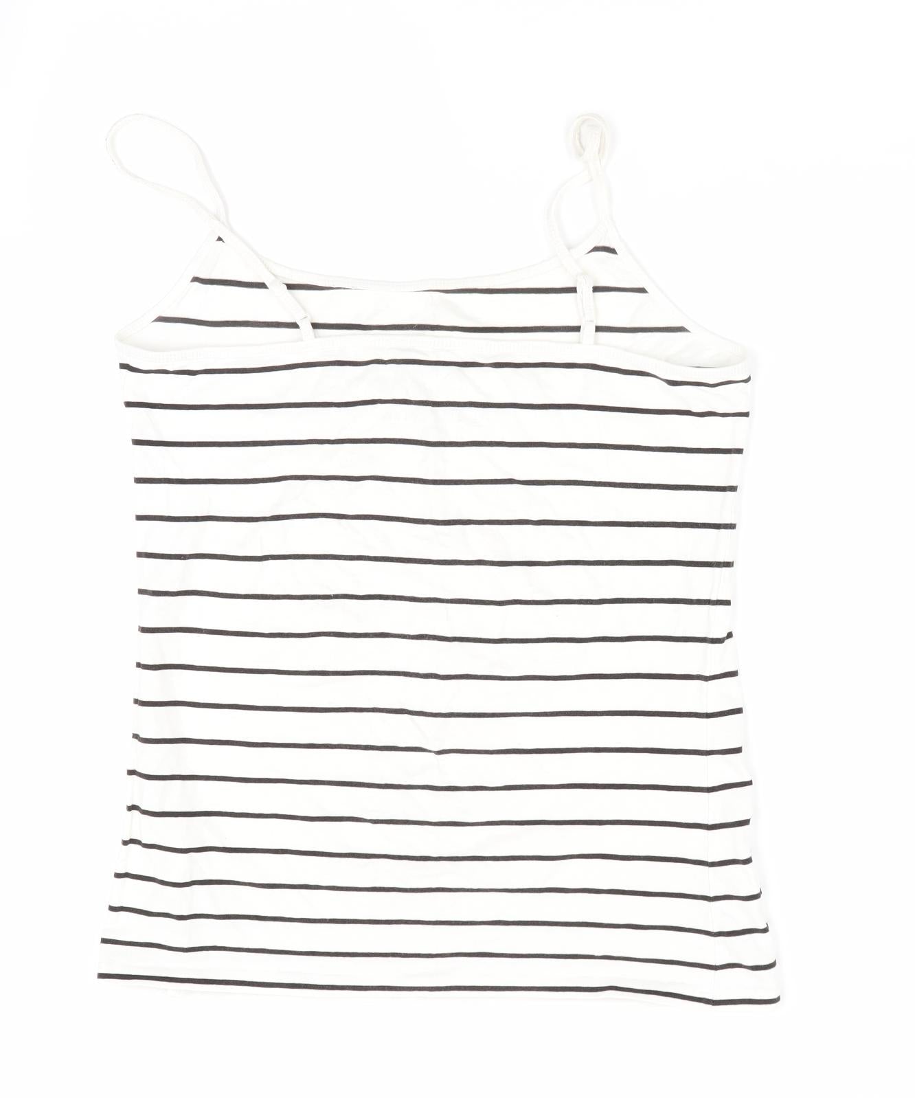 Preworn Womens White Striped  Camisole T-Shirt