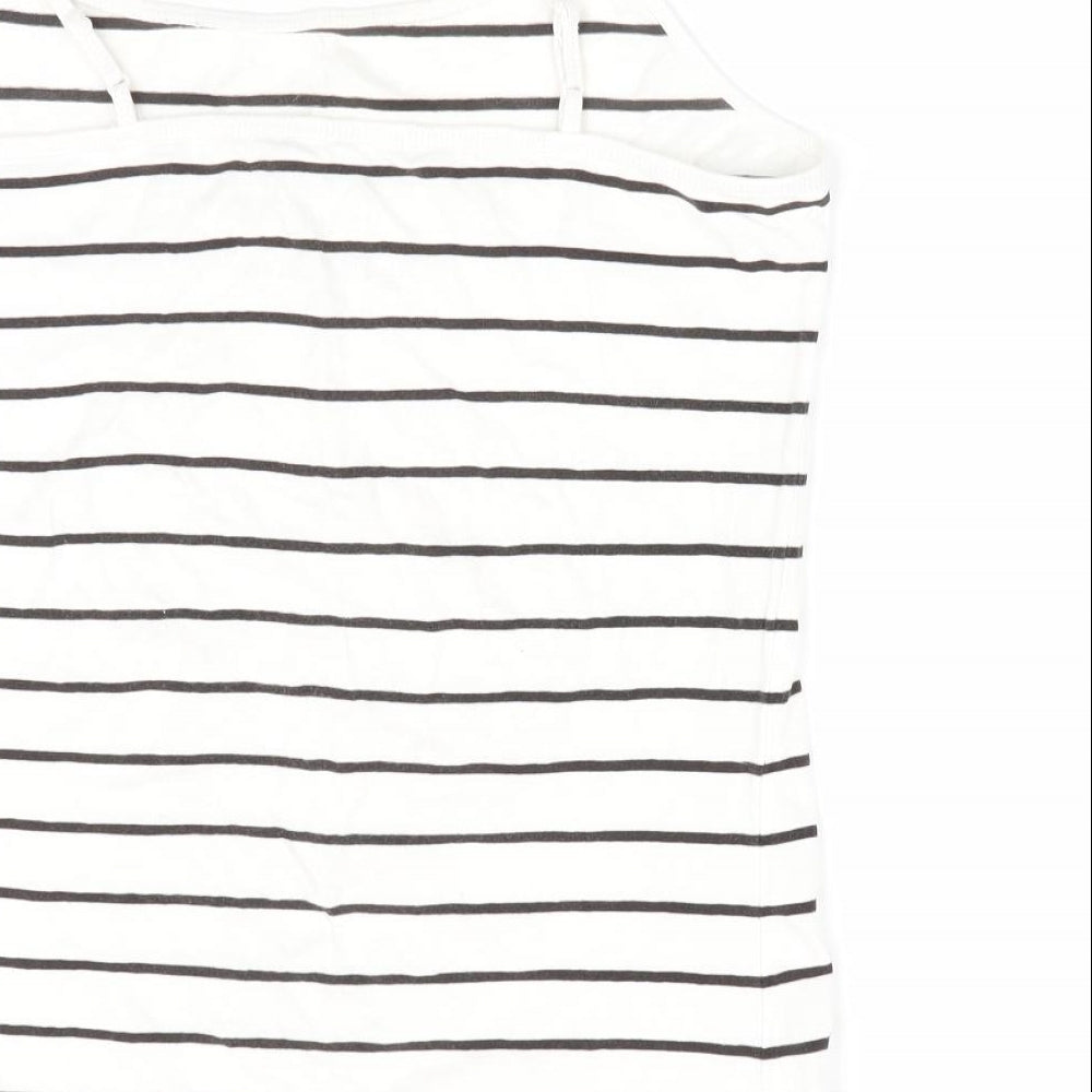 Preworn Womens White Striped  Camisole T-Shirt