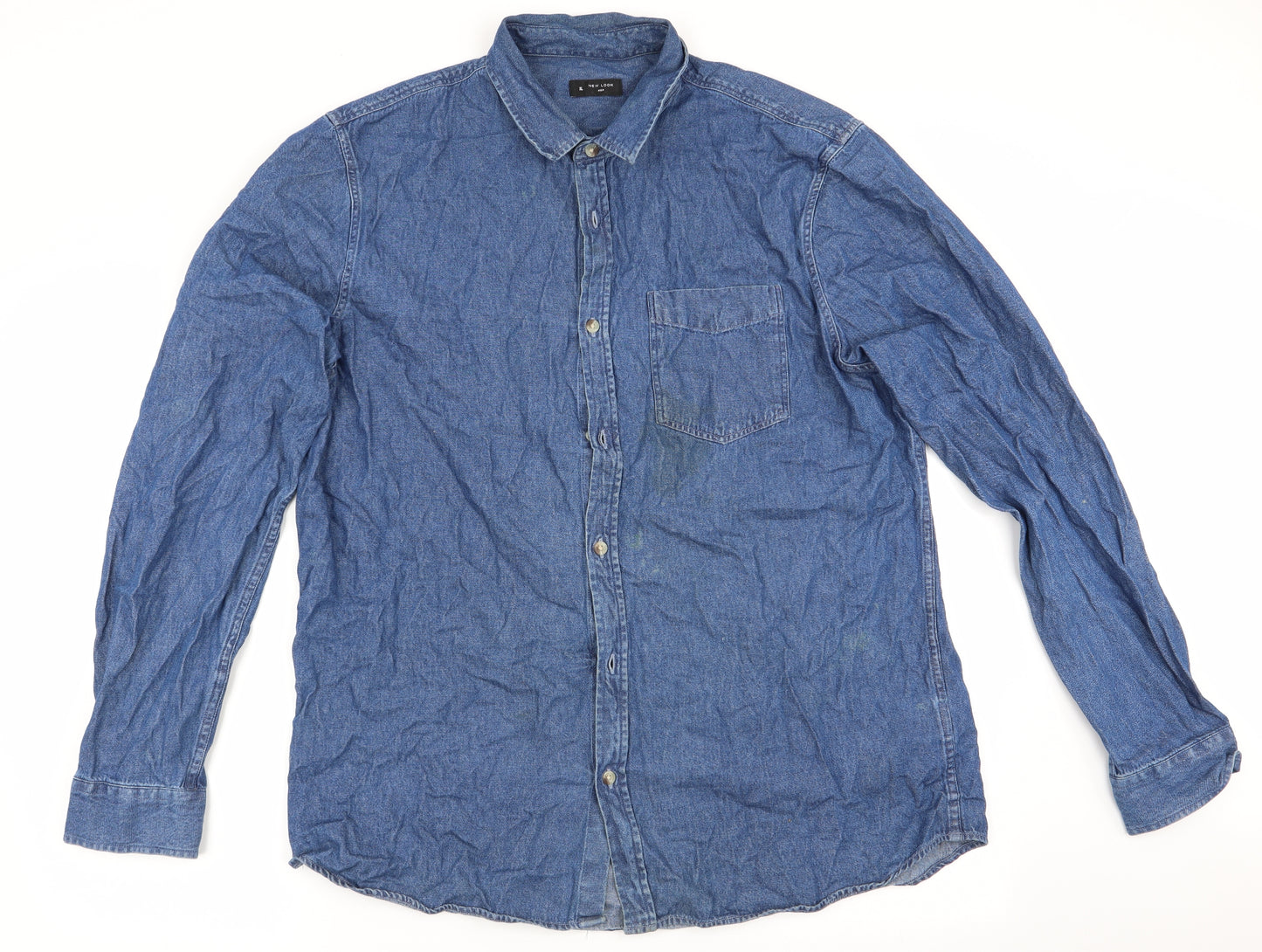 New Look Mens Blue    Button-Up Size XL  - Denim Shirt