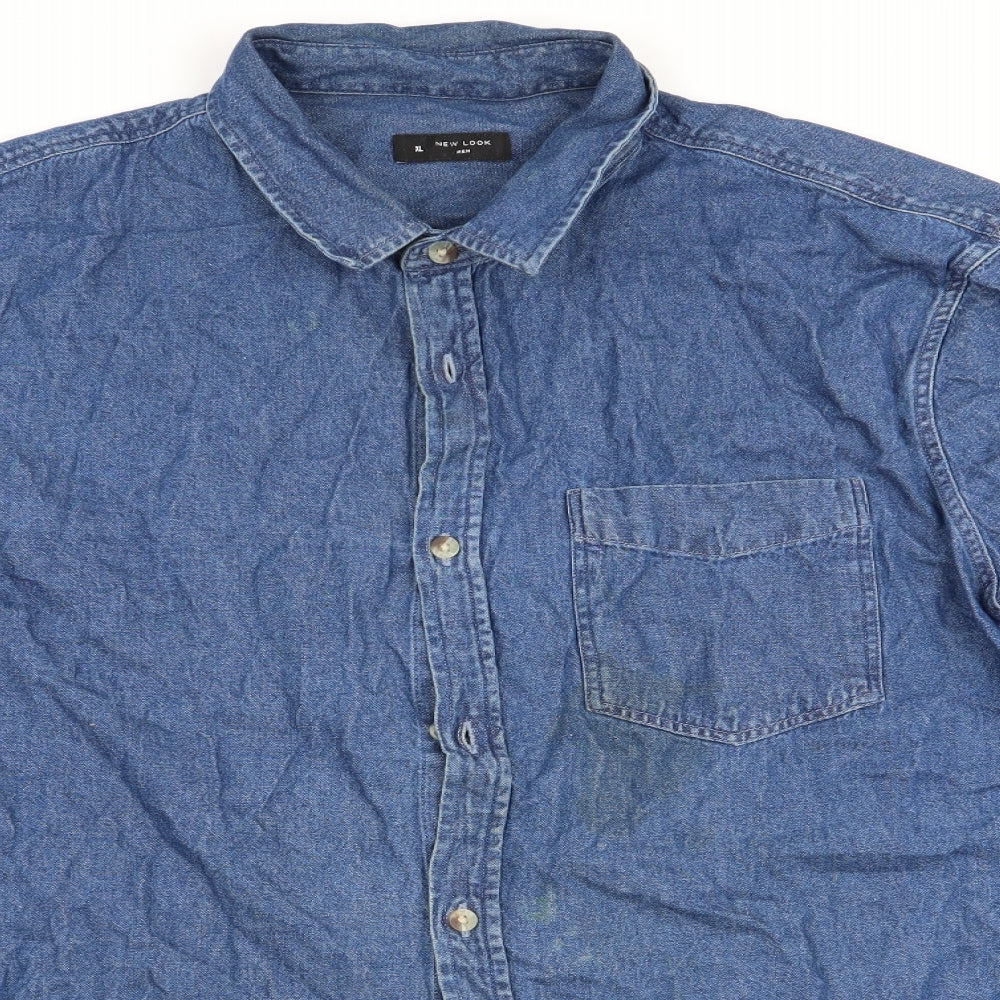New Look Mens Blue    Button-Up Size XL  - Denim Shirt
