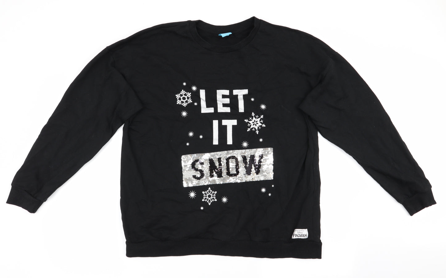 Disney Frozen Womens Black   Pullover Sweatshirt Size 18  - Let It Snow Frozen
