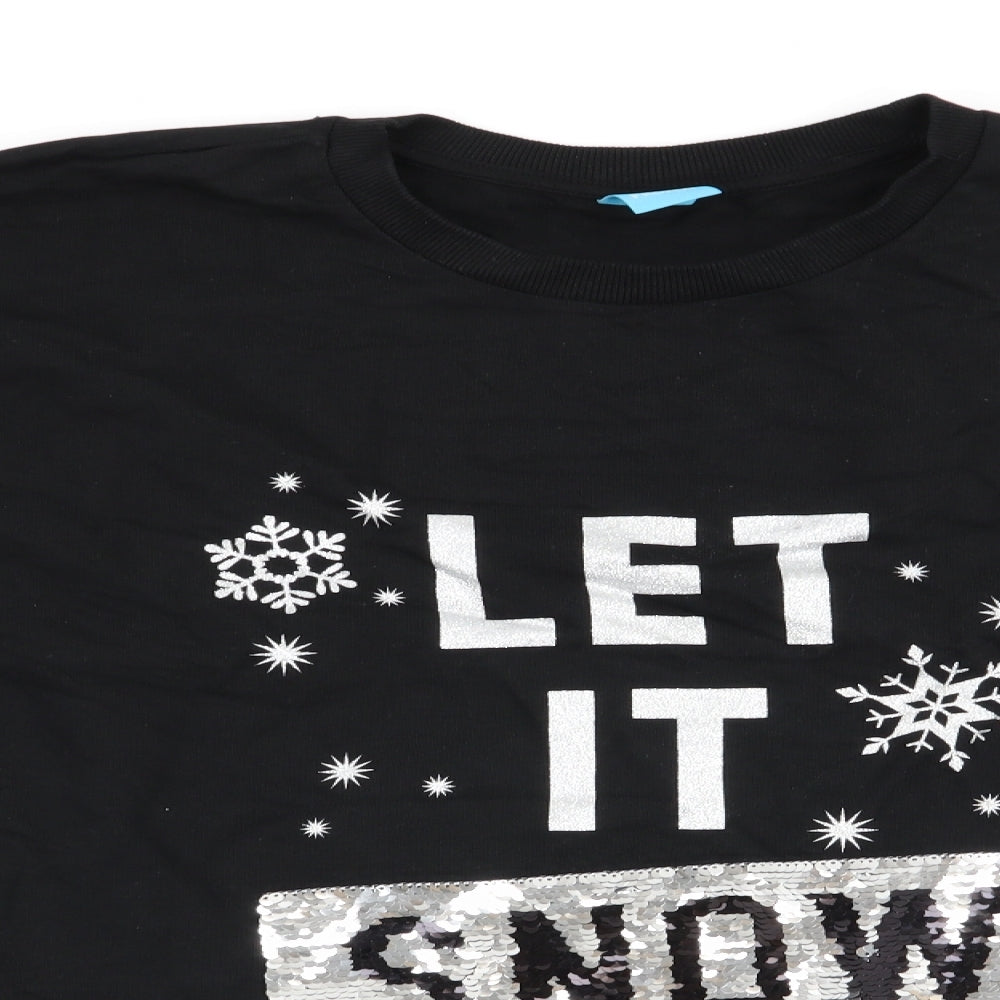 Disney Frozen Womens Black   Pullover Sweatshirt Size 18  - Let It Snow Frozen