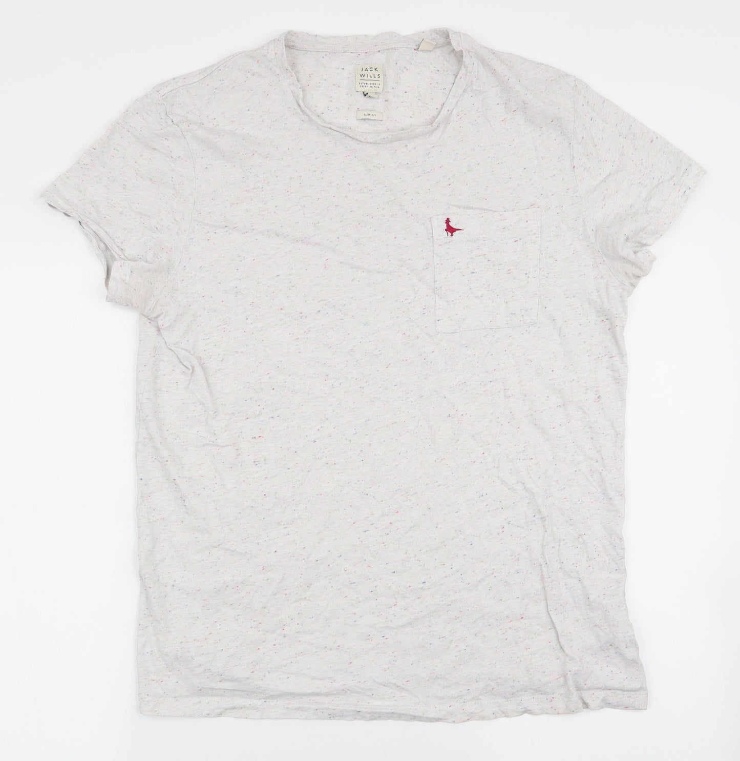 Jack Wills Mens Grey    T-Shirt Size M  - Subtle multi-colour spots