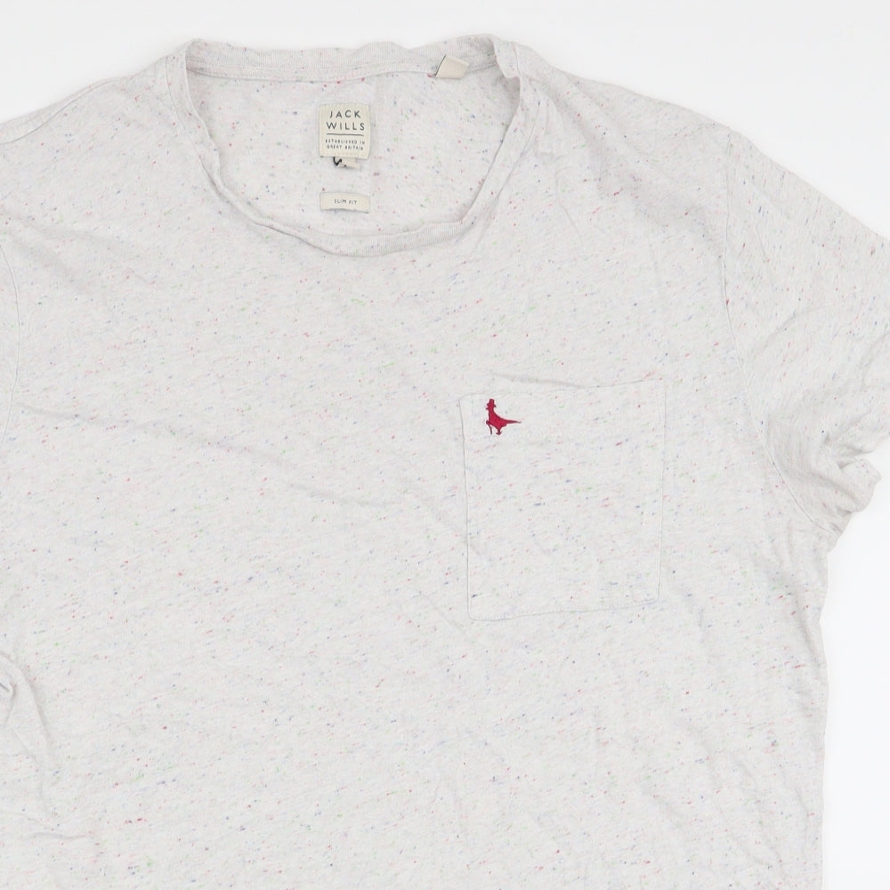 Jack Wills Mens Grey    T-Shirt Size M  - Subtle multi-colour spots